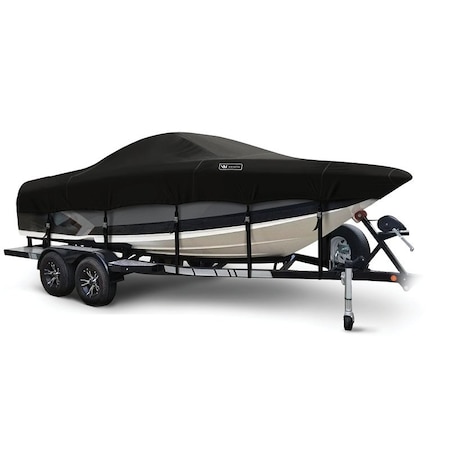Eevelle Boat Cover SKI BOAT Low Profile Windshield Inboard 19ft 6in L 94in W Black SFSK1994-BLK